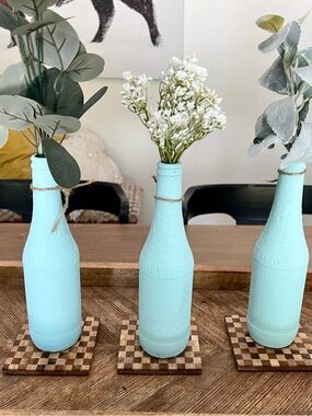 Handmade Faux Stoneware Bottle Centerpiece Set of 3 (Florals Included)